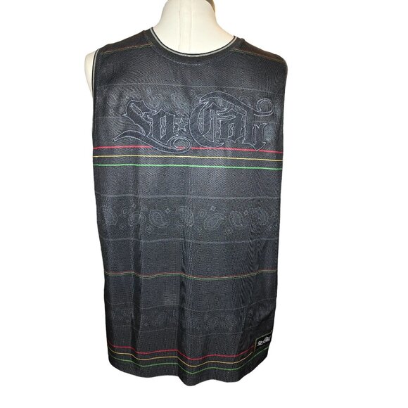 So Cal Black Mens Tank Top with Accent Stripes Size Large JJ3661 - Picture 1 of 10